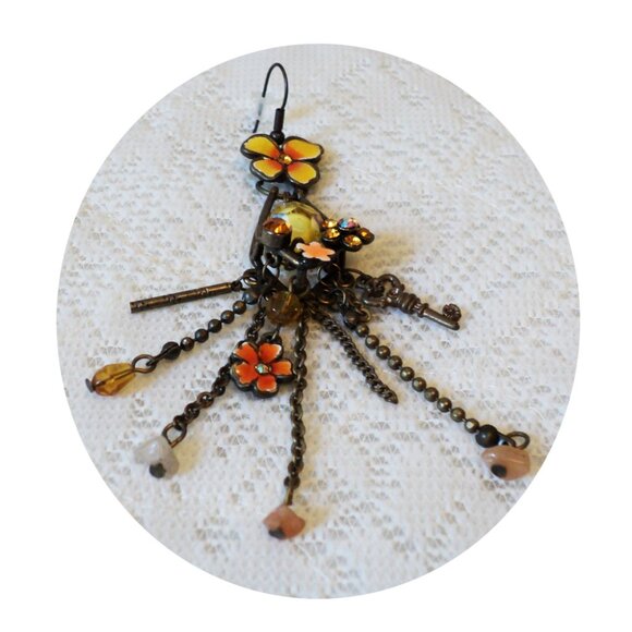 NEW Handcrafted Floral Long Drop Beaded Earrings Women Fashion Jewelry Gifts - Picture 2 of 5